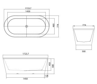 Акриловая ванна Grossman Forta GR-27021MB чёрный матовый/белый